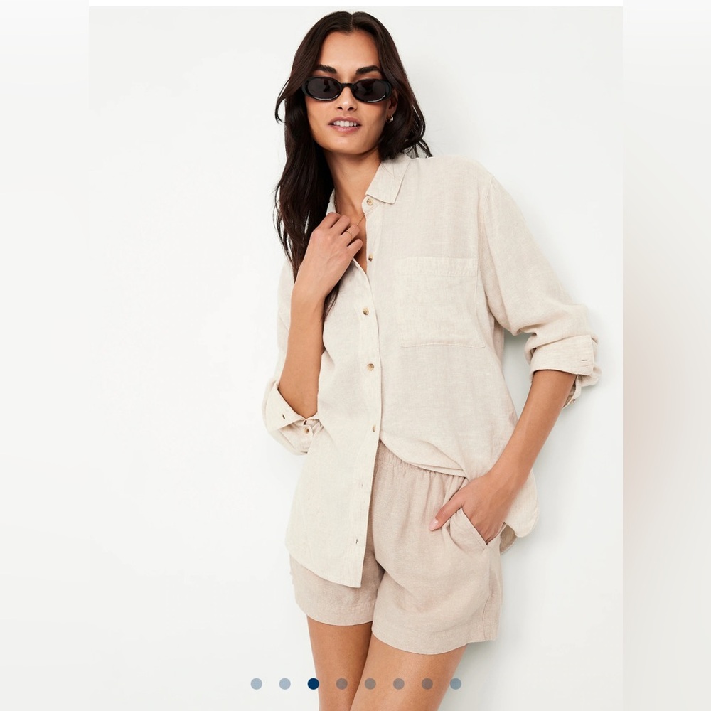 High-Waisted Linen-Blend Pull-On Shorts -- 3.5-inch inseam S